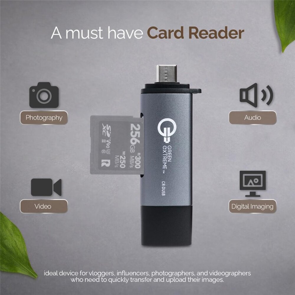 🔗 New🔗 Green Extreme USB 3.0 Type-A and Type-C  2 in 1 Card Reader